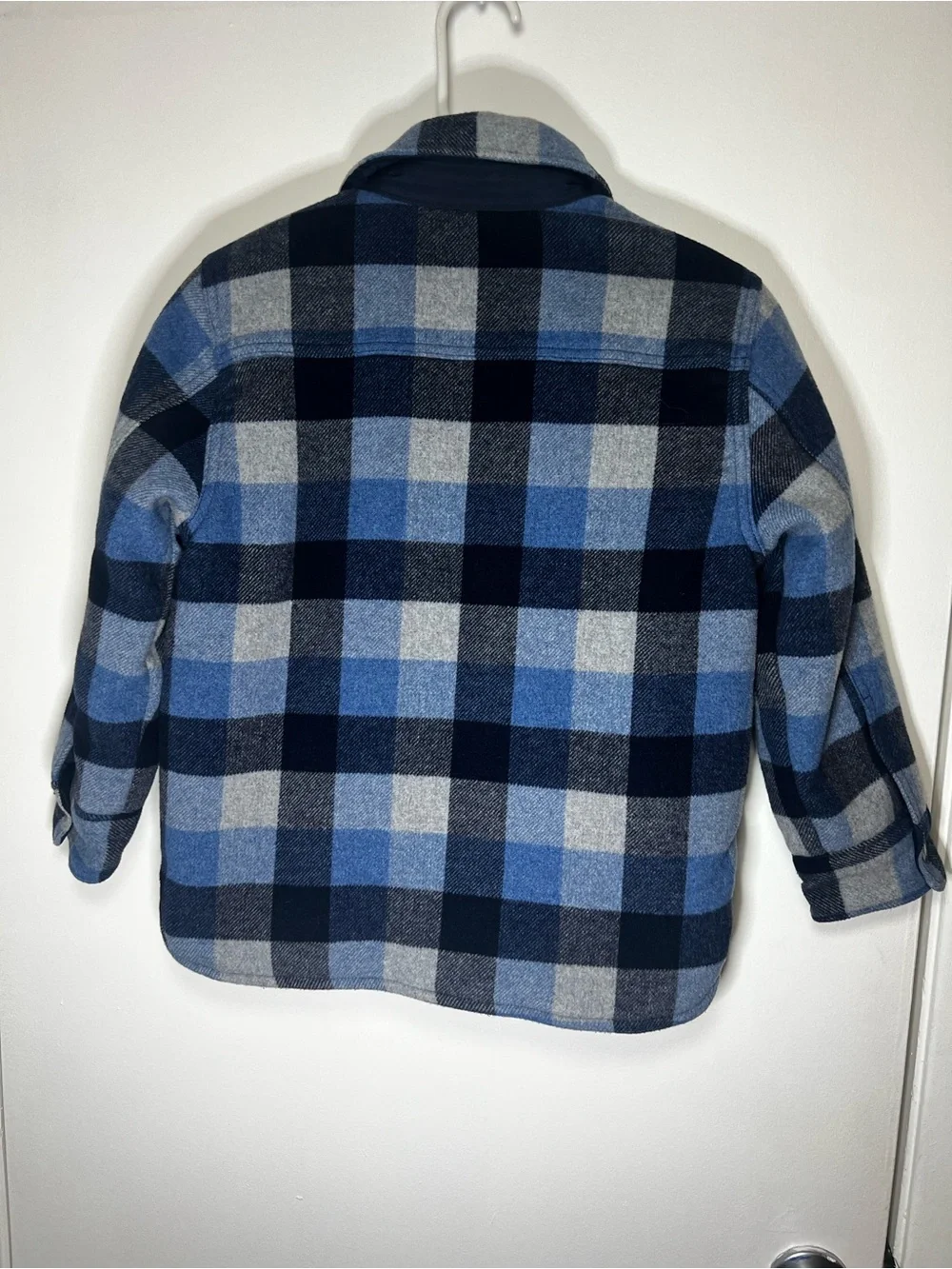 GAP Boys Blue Buffalo Plaid Quilted Shacket Jacket Size M 8